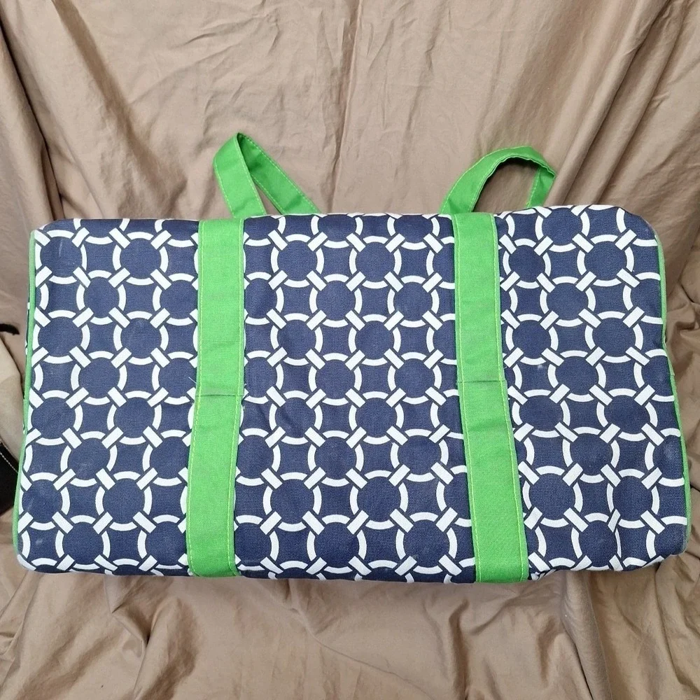 Ame & LuLu Weekender XL Duffle Green Blue White Extra‎ Large Travel Tote Beach